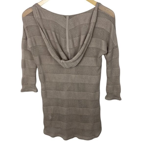 Anthropologie Saturday Sunday Hoodie Knit Sweatshirt Lightweight Size XS Taupe‎ - Picture 4 of 12